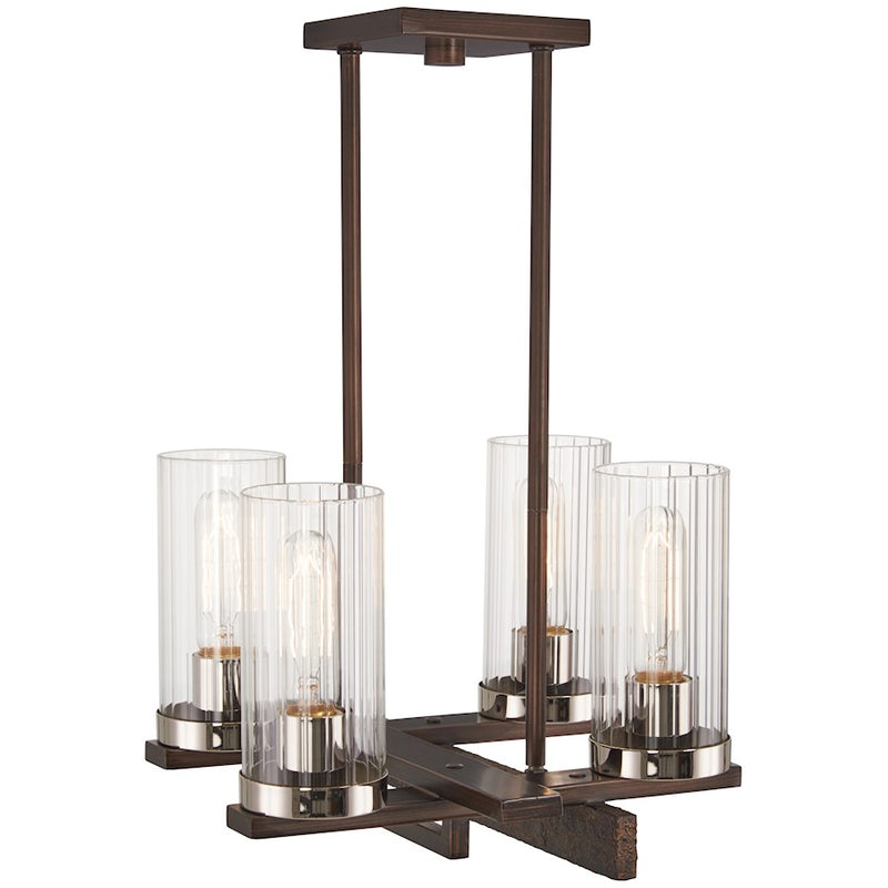 Minka Lavery Maddox Roe 4-Light Semi-Flush Mount | Industrial Iron Ore with Gold Dust Highlights and Clear Fluted Glass | Entryway | Model 4605-101