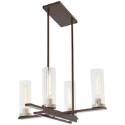 Minka Lavery Maddox Roe 24in 4-Light Chandelier | Industrial Iron Ore with Gold Dust Steel and Fluted Glass | Dining Room & Living | Model 4607-101