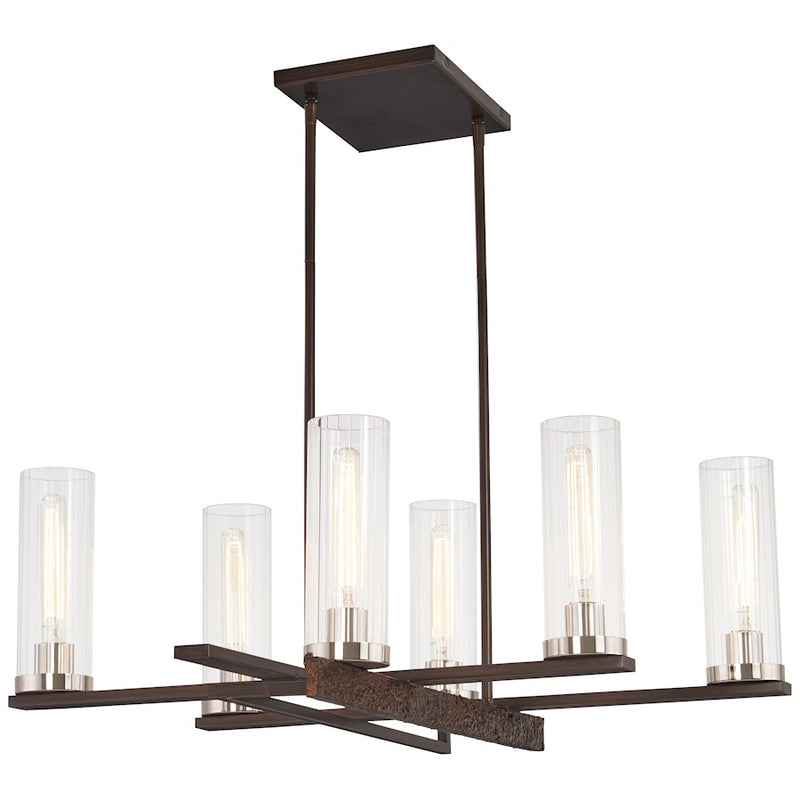 Minka Lavery Maddox Roe 30in 4-Light Chandelier | Iron Ore with Gold Dust Steel and Glass | Dining Room & Living Room | Model 4608-101