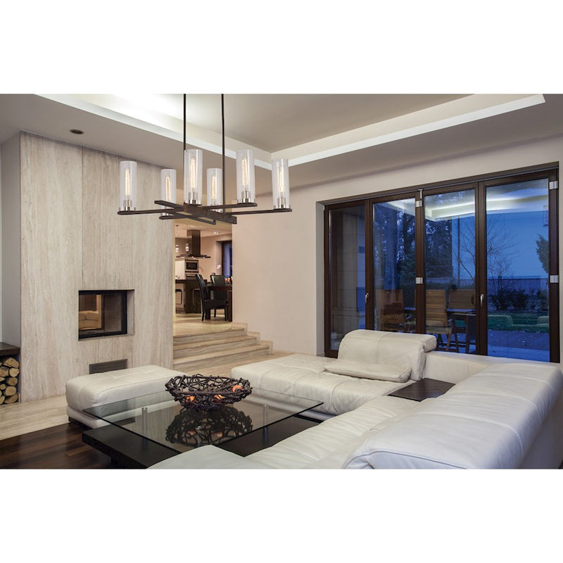 Minka Lavery Maddox Roe 30in 4-Light Chandelier | Iron Ore with Gold Dust Steel and Glass | Dining Room & Living Room | Model 4608-101