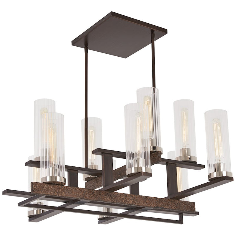Minka Lavery Maddox 34in Roe Chandelier | Textured Forged Iron and Fluted Glass | Dining Room & Living Room | 34 x 16.5 x 34 in | Model 4609-101