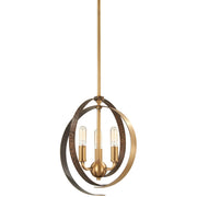 Minka Lavery Criterium 12in 3-Light Chandelier | Industrial Aged Brass and Textured Iron | Dining Room & Kitchen Island | Model 4622-099