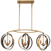 Minka Lavery Criterium 40in 6-Light Flush Mount | Industrial Aged Brass and Textured Iron | Hallway & Living Room | 40 x 12 x 14 in | Model 4623-099