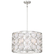 Minka Lavery Culture Chic 20in 1-Light Pendant | Glamorous Catalina Silver Steel and Ripple Glass | Kitchen Island & Dining Room | Model 4666-598