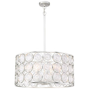 Minka Lavery Culture Chic 24in 1-Light Pendant | Glamorous Catalina Silver Steel and Ripple Glass | Living Room & Dining Room | W 24 | Model 4667-598