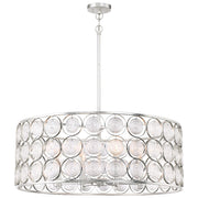 Minka Lavery Culture Chic 32in 1-Light Pendant | Glamorous Catalina Silver Steel and Ripple Glass | Kitchen Island & Dining Room | Model 4668-598