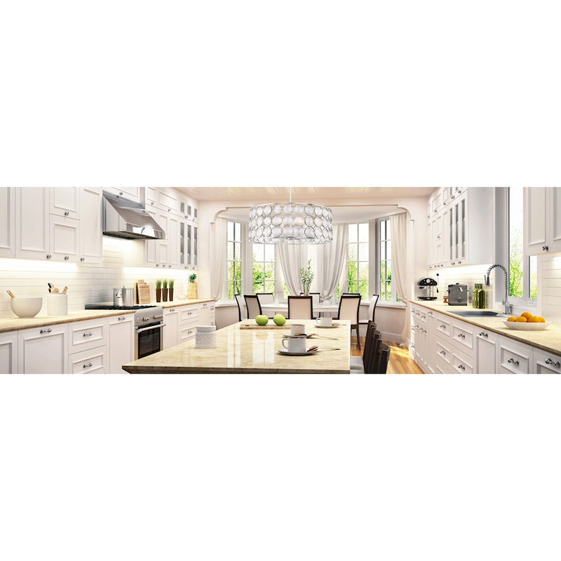 Minka Lavery Culture Chic 32in 1-Light Pendant | Glamorous Catalina Silver Steel and Ripple Glass | Kitchen Island & Dining Room | Model 4668-598
