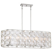 Minka Lavery Culture Chic 40in 1-Light Island Light | Glamorous Catalina Silver Steel and Ripple Glass | Kitchen Island | Model 4669-598