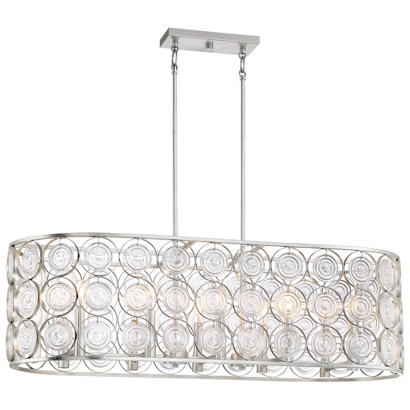 Minka Lavery Culture Chic 40in 1-Light Island Light | Glamorous Catalina Silver Steel and Ripple Glass | Kitchen Island | Model 4669-598