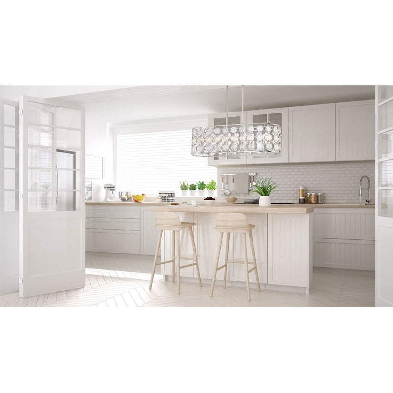 Minka Lavery Culture Chic 40in 1-Light Island Light | Glamorous Catalina Silver Steel and Ripple Glass | Kitchen Island | Model 4669-598