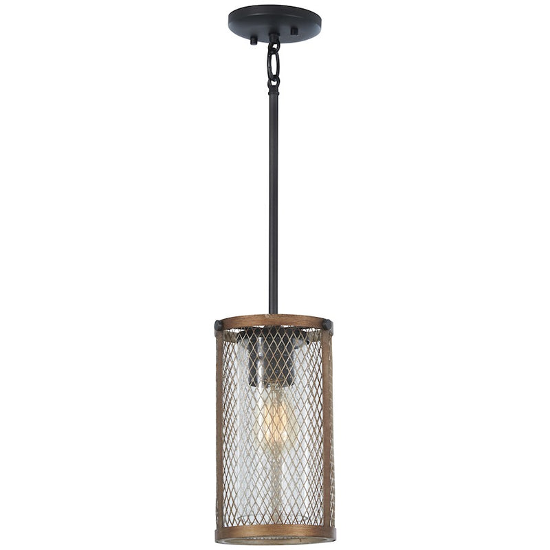 Minka Lavery Marsden Commons 6in 1-Light Mini Pendant | Industrial Smoked Iron with Aged Gold Steel and Glass | Kitchen Island & | Model 4691-107