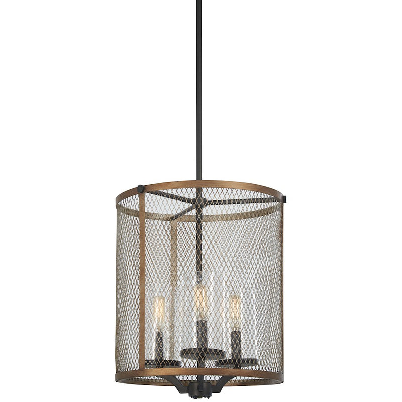 Minka Lavery Marsden Commons 14in 1-Light Pendant | Industrial Smoked Iron Steel and Aged Gold | Kitchen Island & Dining Room | Model 4693-107
