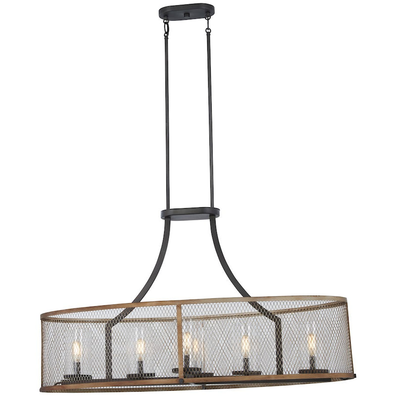 Minka Lavery Marsden Commons 40in 3-Light Island Light | Industrial Smoked Iron with Aged Gold and Clear Glass | Kitchen Island & | Model 4696-107