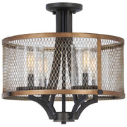 Minka Lavery Marsden Commons 16in 1-Light Semi Flush | Industrial Smoked Iron and Aged Gold Steel | Entryway & Hallway | Model 4698-107