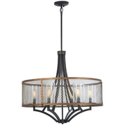 Minka Lavery Marsden Commons 26in 1-Light Chandelier | Industrial Smoked Iron and Aged Gold Steel | Dining Room & Living Room | Model 4699-107