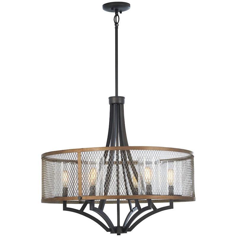 Minka Lavery Marsden Commons 26in 1-Light Chandelier | Industrial Smoked Iron and Aged Gold Steel | Dining Room & Living Room | Model 4699-107