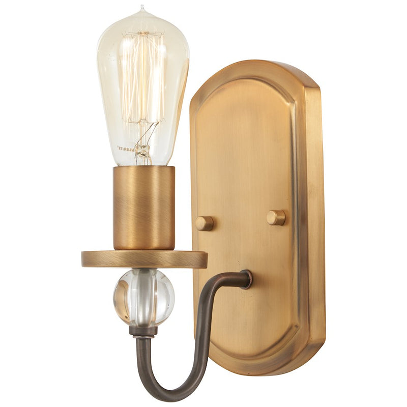 Minka Lavery Safra 1-Light Bath Light | Transitional Harvard Court Bronze and Natural Brushed Brass Steel | Bathroom Vanity & Powder | Model 4721-113