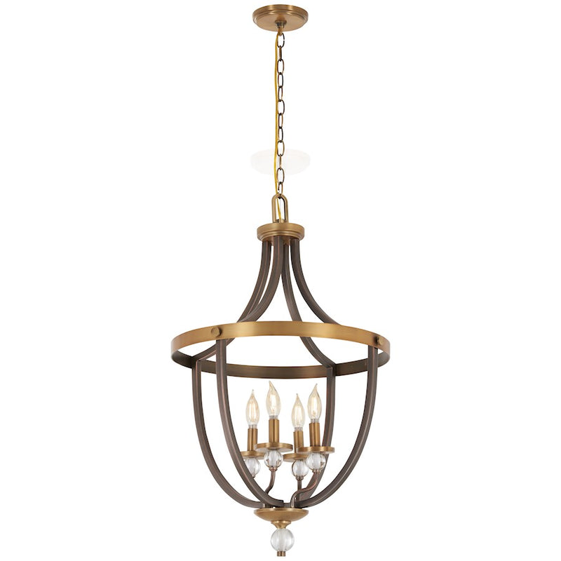 Minka Lavery Safra 19in 4-Light Island Light | Transitional Industrial Harvard Court Bronze and Natural Brushed Brass | Kitchen | Model 4734-113