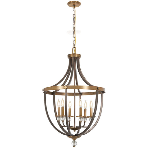 Minka Lavery Safra 23in 6-Light Pendant | Transitional Industrial Harvard Court Bronze and Natural Brushed Brass | Kitchen Island & | Model 4736-113
