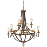 Minka Lavery Criterium 31in 9-Light Island Light | Industrial Harvard Court Bronze with Natural Brushed Brass | Kitchen Island & | Model 4739-113