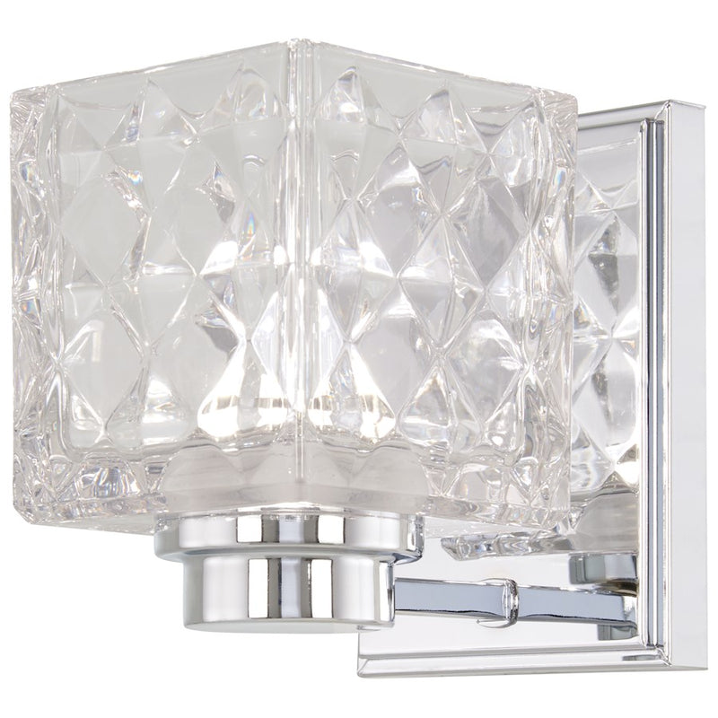 Minka Lavery Glorietta 1-Light LED Vanity Light | Contemporary Chrome and Clear Crystal Glass | Bathroom Vanity | 6.5 x 4.5 x 6 in | Model 4791-77-L