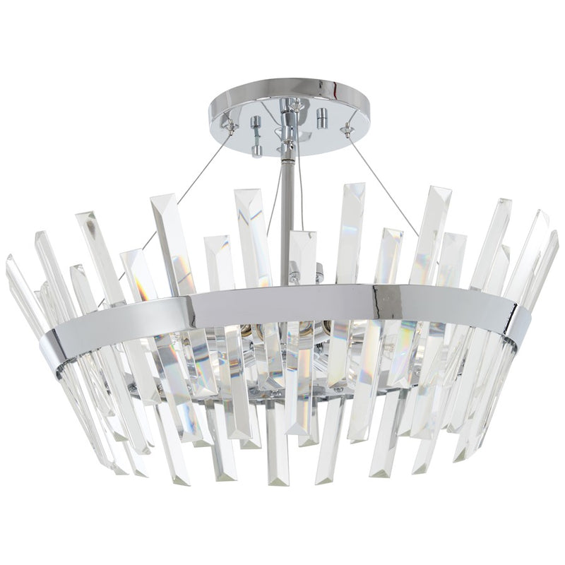 Minka Lavery Echo Radiance 20in Semi-Flush Mount | Modern Chrome Steel and Clear Glass | Entryway & Hallway Ceiling Light | 20 x 12 in | Model 4811-77