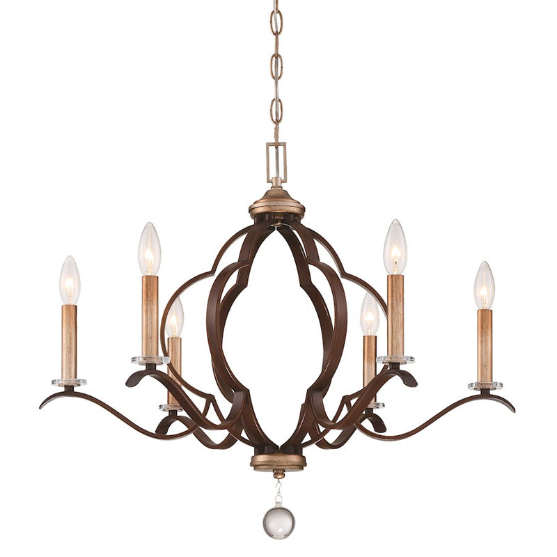 Minka Lavery Ava Libertine 26in 6-Light Chandelier | Pale Gold and Distressed Bronze | Dining Room & Living Room | 26 x 26 x 22 in | Model 4836-690