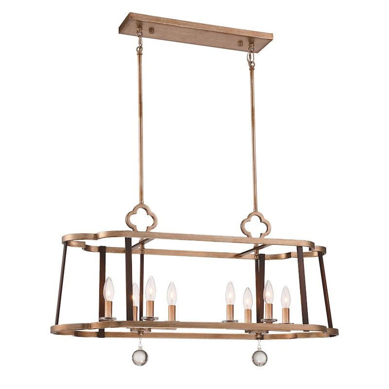 Minka Lavery Ava Libertine 36in 8-Light Island Light | Transitional Pale Gold with Distressed Bronze | Kitchen Island & Breakfast Bar | Model 4839-690
