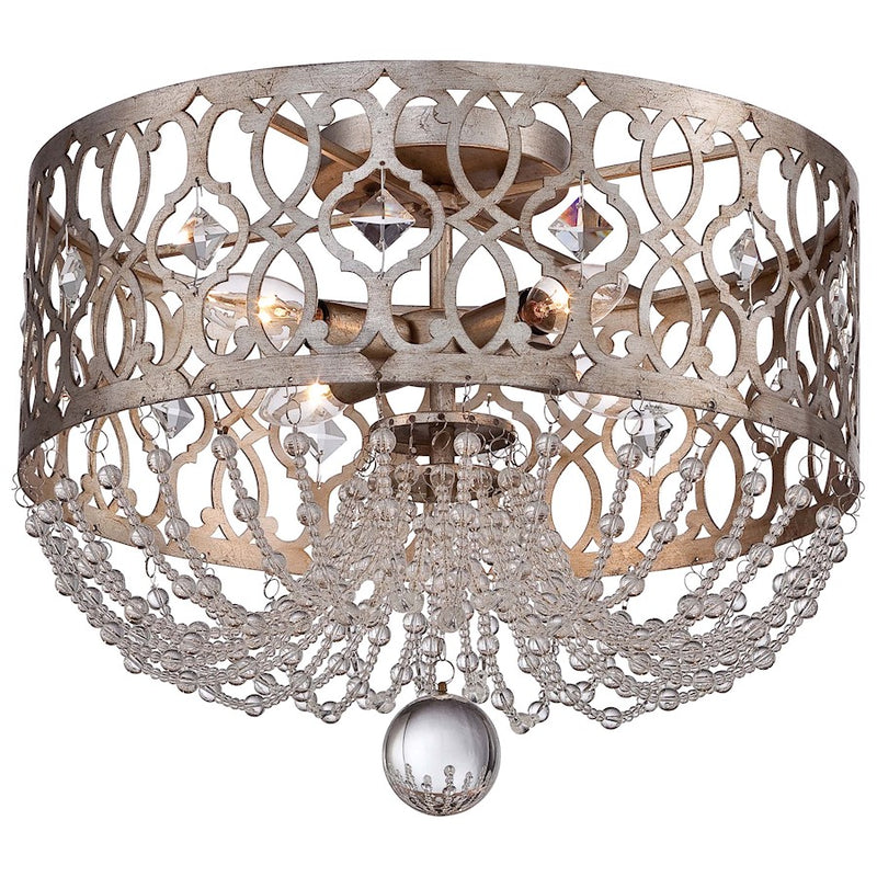 Minka Lavery Lucero 16in 4-Light Semi-Flush Mount | Traditional Florentine Silver | Entryway & Hallway | 16 x 16 x 13 in | Model 4847-276