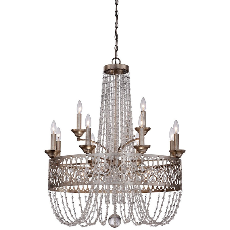 Minka Lavery Lucero 30in 15-Light Chandelier | Traditional Florentine Silver | Dining Room & Living Room | 30 x 30 x 36 in | Model 4849-276