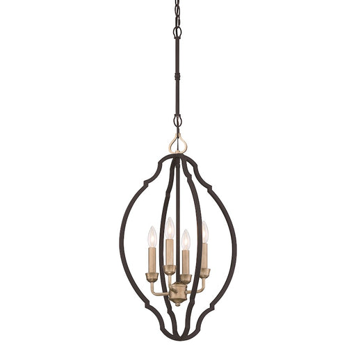Minka Lavery Wyndmere 14in 4-Light Foyer Light | Transitional Sand Coal with Gold Highlights | Entryway & Hallway | 14 x 14 x 24 in | Model 4852-686
