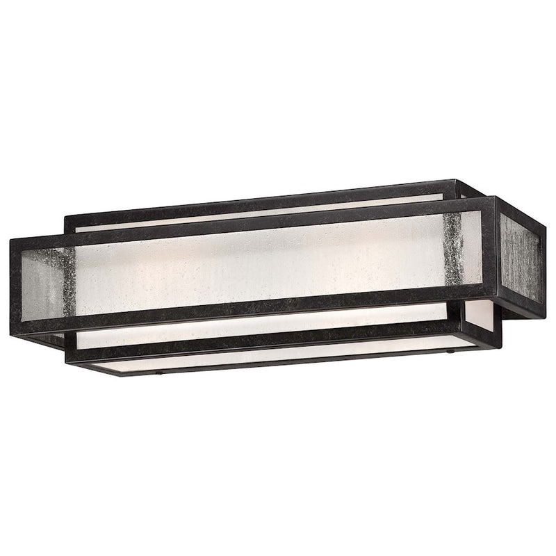 Minka Lavery Camden Square 2-Light Vanity Light | Transitional Aged Charcoal and Clear Seeded Glass | Bathroom Vanity | 17 x 6 x 5 in | Model 4872-283