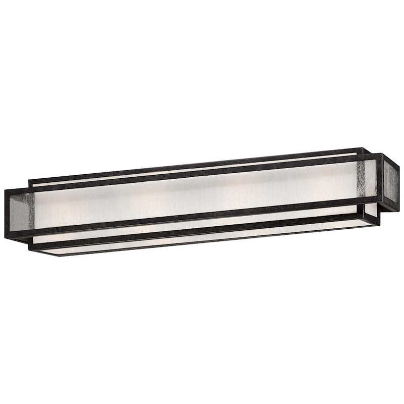 Minka Lavery Camden Square 30in 4-Light Bath Vanity Light | Transitional Aged Charcoal and Clear Seeded Glass | Bathroom Vanity | Model 4874-283