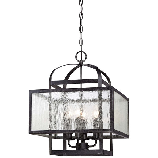 Minka Lavery Camden Square 15.5in 4-Light Mini Chandelier | Transitional Aged Charcoal Metal and Clear Seeded Glass | Dining Room & | Model 4875-283