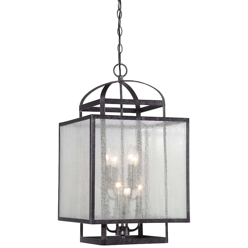 Minka Lavery Camden Square 8-Light Pendant | Transitional Aged Charcoal and Clear Seeded Glass | Dining Room & Living Room | Model 4877-283