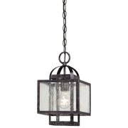 Minka Lavery Camden Square 8in 1-Light Mini Pendant | Industrial Aged Charcoal and Clear Seeded Glass | Kitchen Island & Dining Room | Model 4879-283