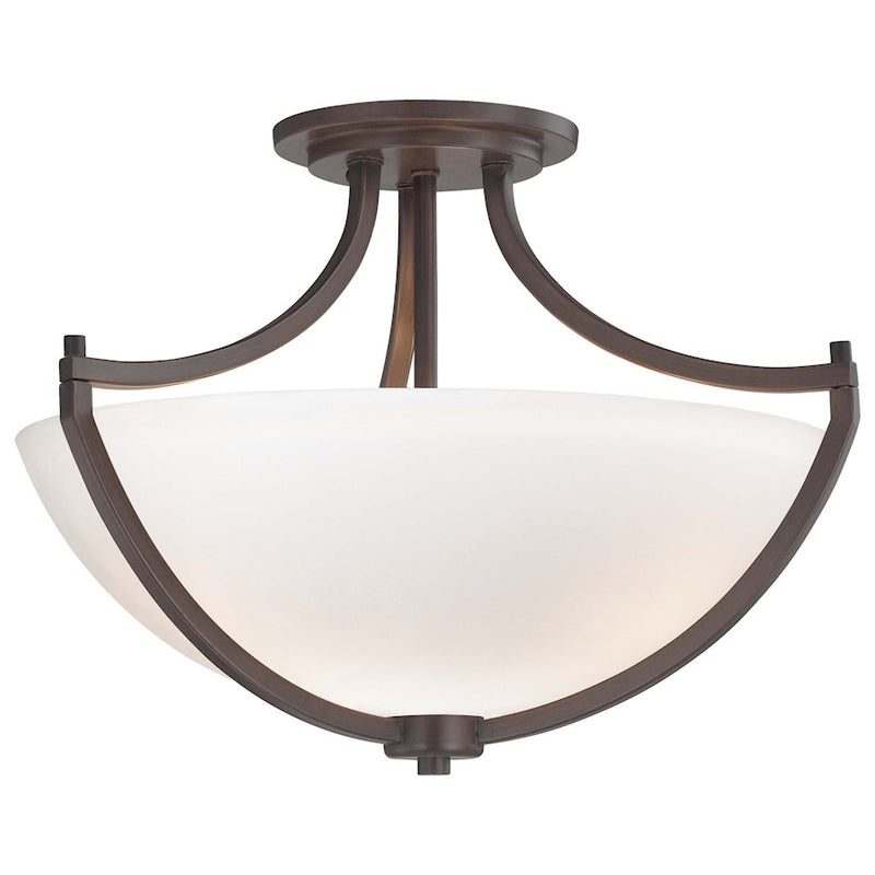Minka Lavery Middlebrook 17in 3-Light Semi-Flush Mount | Transitional Vintage Bronze Steel | Entryway & Hallway | Model 4932-284