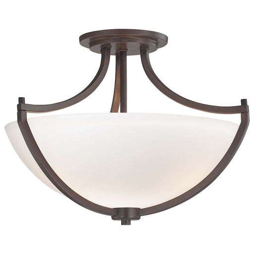 Minka Lavery Middlebrook 17in 3-Light Semi-Flush Mount | Transitional Vintage Bronze Steel | Entryway & Hallway | Model 4932-284