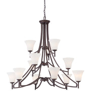 Minka Lavery Middlebrook 42in 12-Light Chandelier | Transitional Vintage Bronze | Dining Room & Living Room | 42 x 42 x 39 in | Model 4938-284