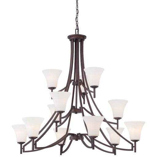 Minka Lavery Middlebrook 42in 12-Light Chandelier | Transitional Vintage Bronze | Dining Room & Living Room | 42 x 42 x 39 in | Model 4938-284