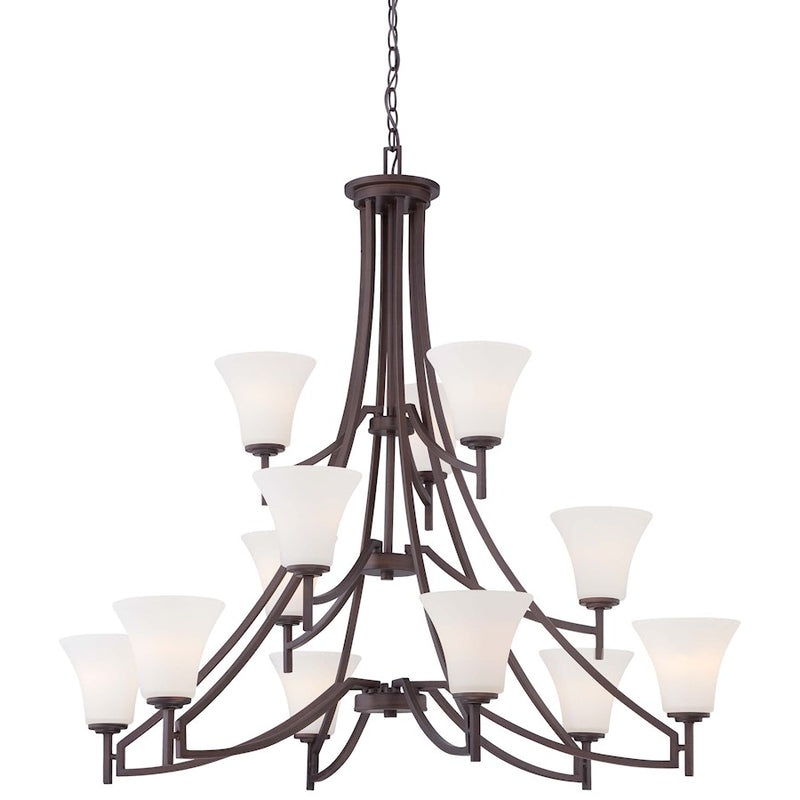 Minka Lavery Middlebrook 42in 12-Light Chandelier | Transitional Vintage Bronze | Dining Room & Living Room | 42 x 42 x 39 in | Model 4938-284