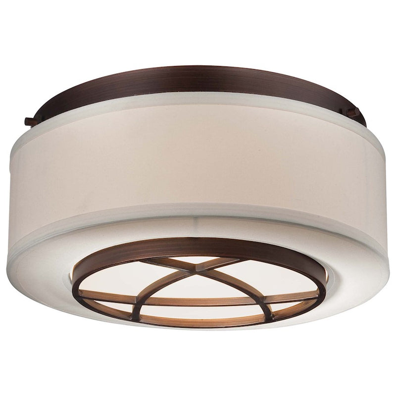Minka Lavery City Club 15in 2-Light Flush Mount | Transitional Dark Brushed Bronze | Hallway & Bedroom | 15 x 6 in | Model 4952-267B