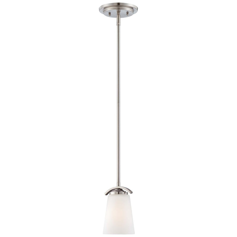 Minka Lavery Overland Park 5in 1-Light Mini Pendant | Transitional Brushed Nickel | Kitchen Island & Dining Room | 5 x 5 x 8 in | Model 4961-84
