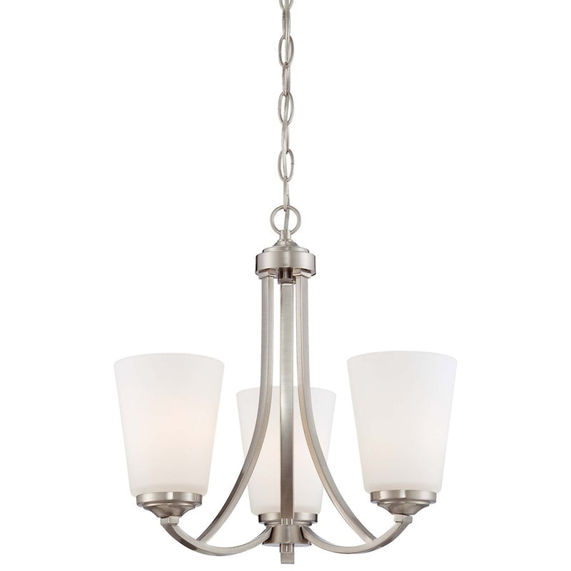 Minka Lavery Overland Park 16in 3-Light Mini Chandelier | Transitional Brushed Nickel and Clear Glass | Dining Room & Kitchen Island | Model 4963-84