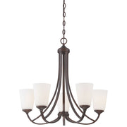 Minka Lavery Overland Park 26in 5-Light Chandelier | Transitional Vintage Bronze | Dining Room & Living Room | 26 x 26 x 25 in | Model 4965-284