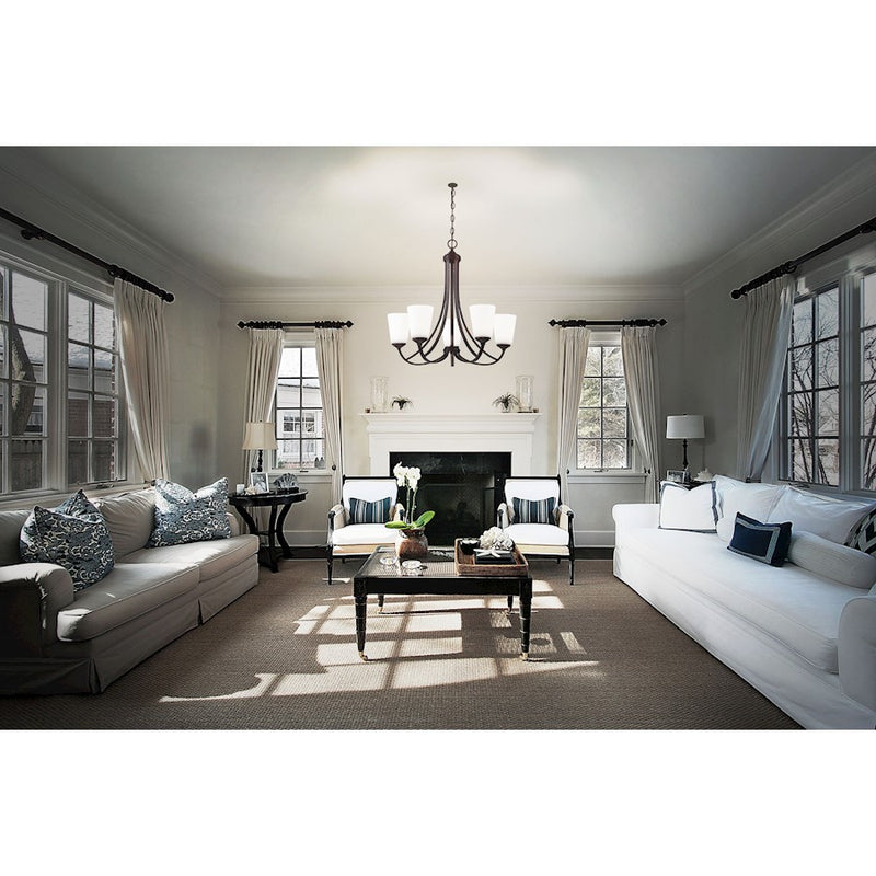 Minka Lavery Overland Park 26in 5-Light Chandelier | Transitional Vintage Bronze | Dining Room & Living Room | 26 x 26 x 25 in | Model 4965-284
