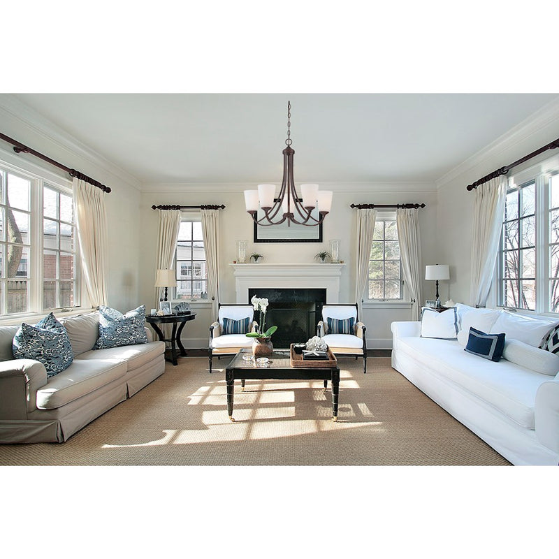 Minka Lavery Overland Park 26in 5-Light Chandelier | Transitional Vintage Bronze | Dining Room & Living Room | 26 x 26 x 25 in | Model 4965-284