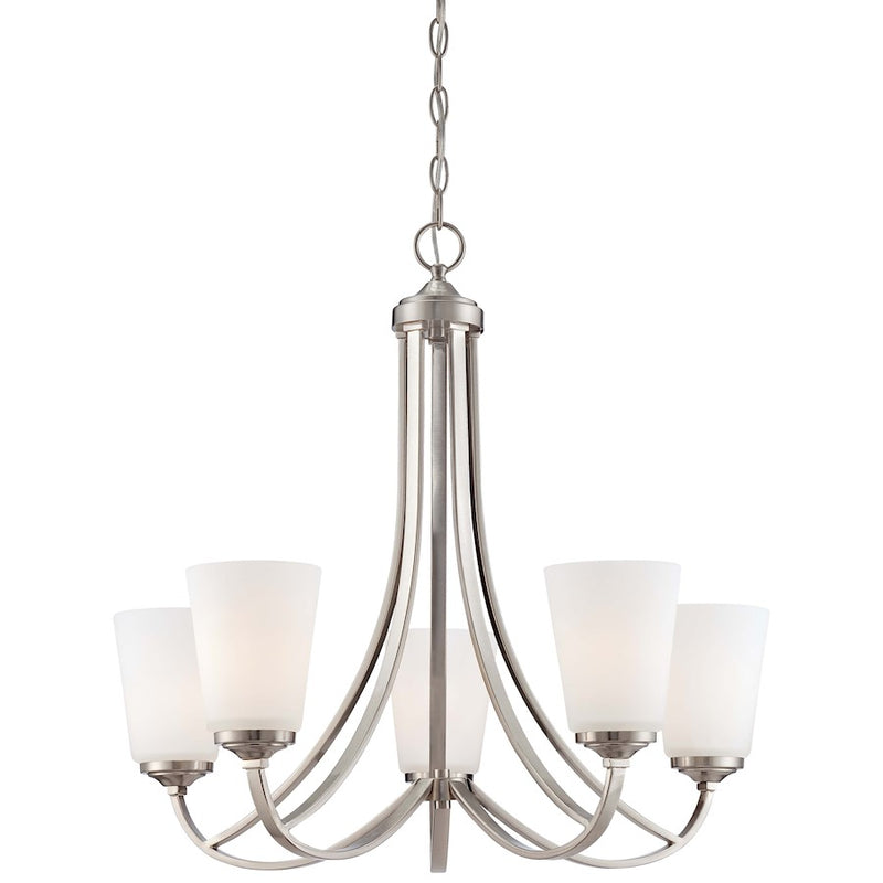 Minka Lavery Overland Park 26in 5-Light Chandelier | Transitional Brushed Nickel | Dining Room & Living Room | 26 x 26 x 25 in | Model 4965-84