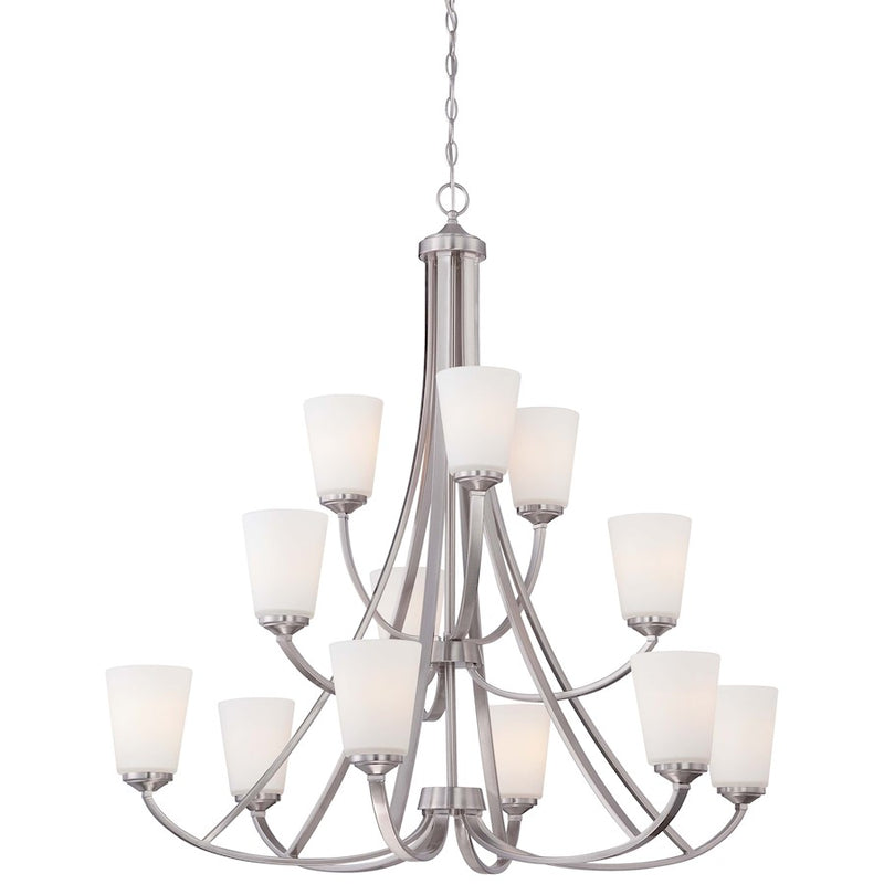 Minka Lavery Overland Park 39in 12-Light Chandelier | Transitional Brushed Nickel | Dining Room & Living Room | 39 x 39 x 40 in | Model 4968-84