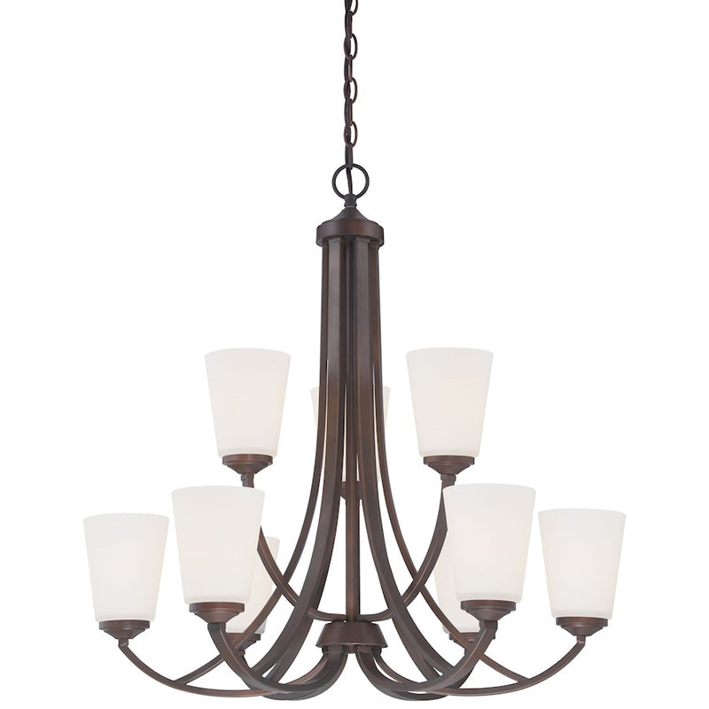 Minka Lavery Overland Park 30in 9-Light Chandelier | Transitional Vintage Bronze | Dining Room & Living Room | 30 x 30 x 29 in | Model 4969-284